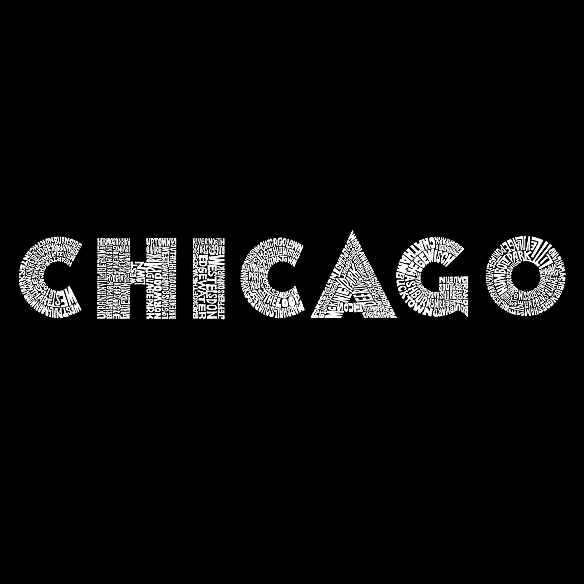 CHICAGO NEIGHBORHOODS - Women's Raglan Baseball Word Art T-Shirt sold by LA Pop Art product image thumbnail 2