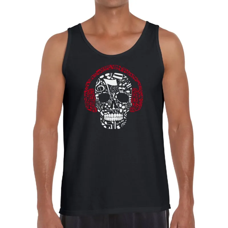 Music Notes Skull  - Men's Word Art Tank Top sold by LA Pop Art