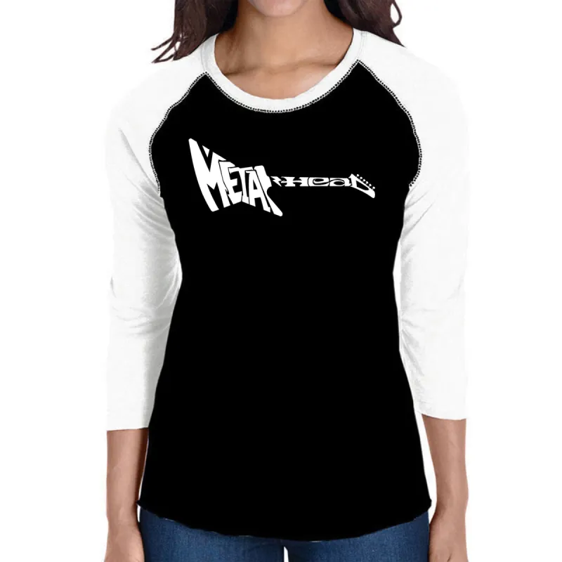 Metal Head - Women's Raglan Baseball Word Art T-Shirt sold by LA Pop Art