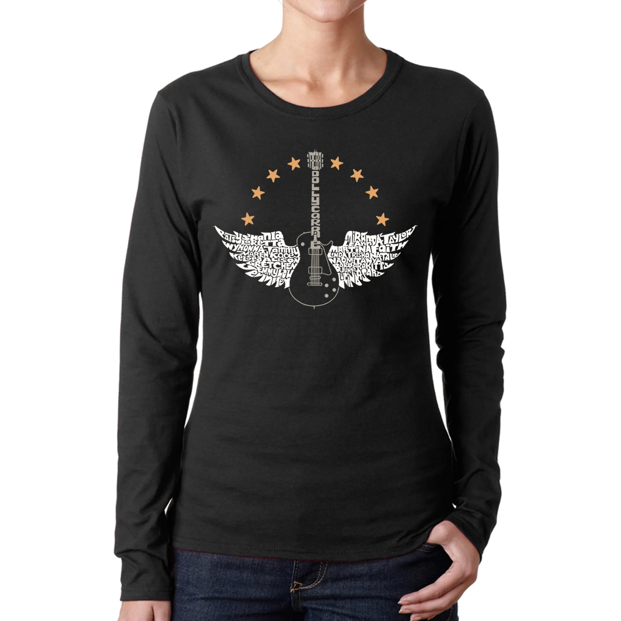 Country Female Singers - Women's Word Art Long Sleeve T-Shirt sold by LA Pop Art