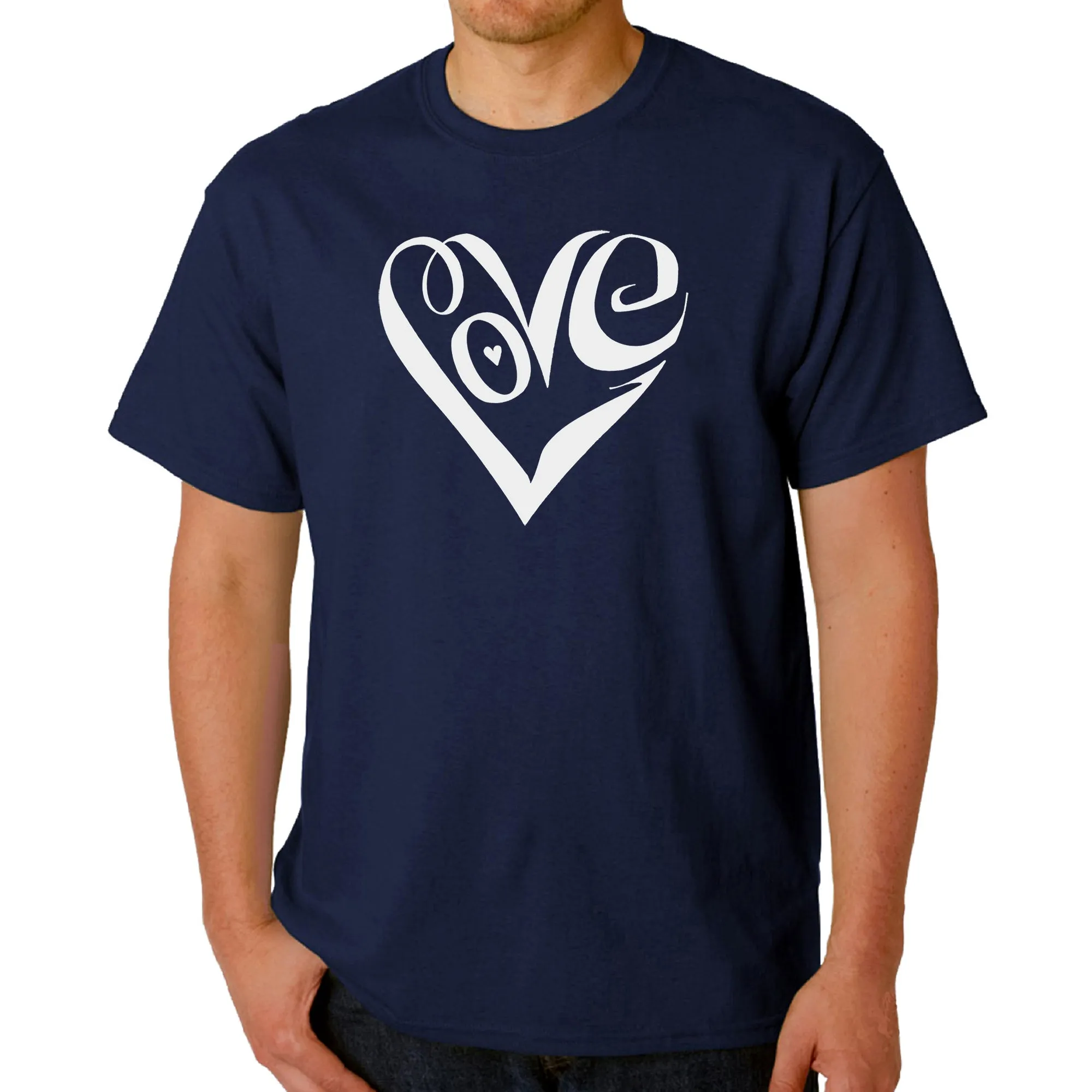 Script Love Heart - Men's Word Art T-Shirt sold by LA Pop Art product image thumbnail 3
