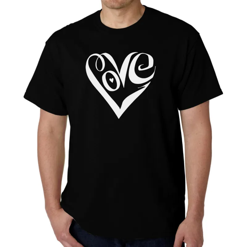 Script Love Heart  - Men's Word Art T-Shirt sold by LA Pop Art