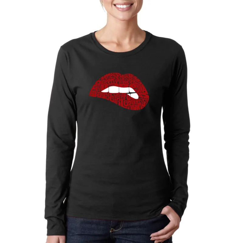 Savage Lips - Women's Word Art Long Sleeve T-Shirt sold by LA Pop Art