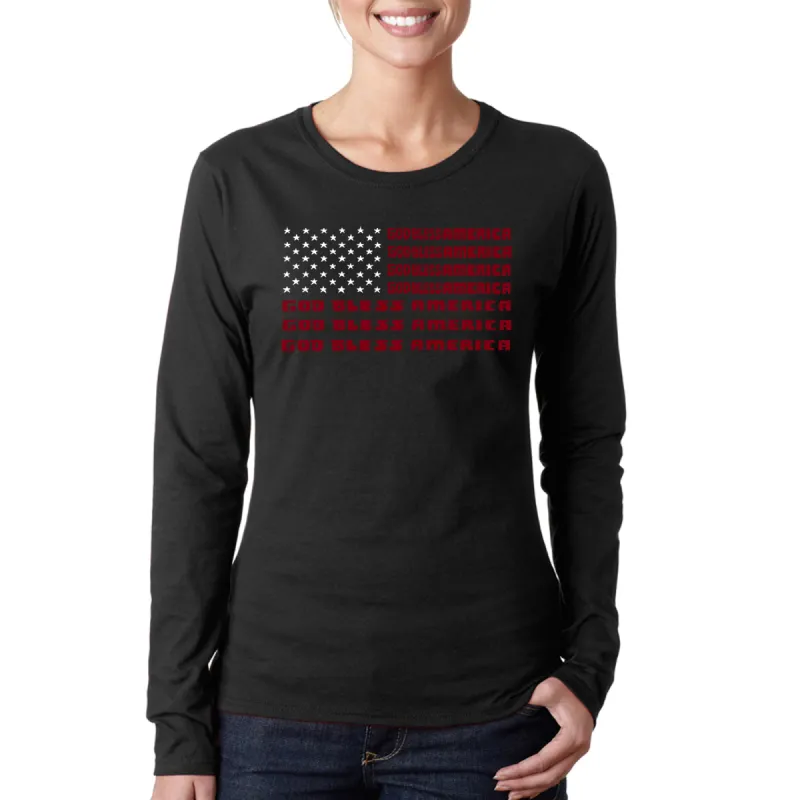 God Bless America - Women's Word Art Long Sleeve T-Shirt sold by LA Pop Art