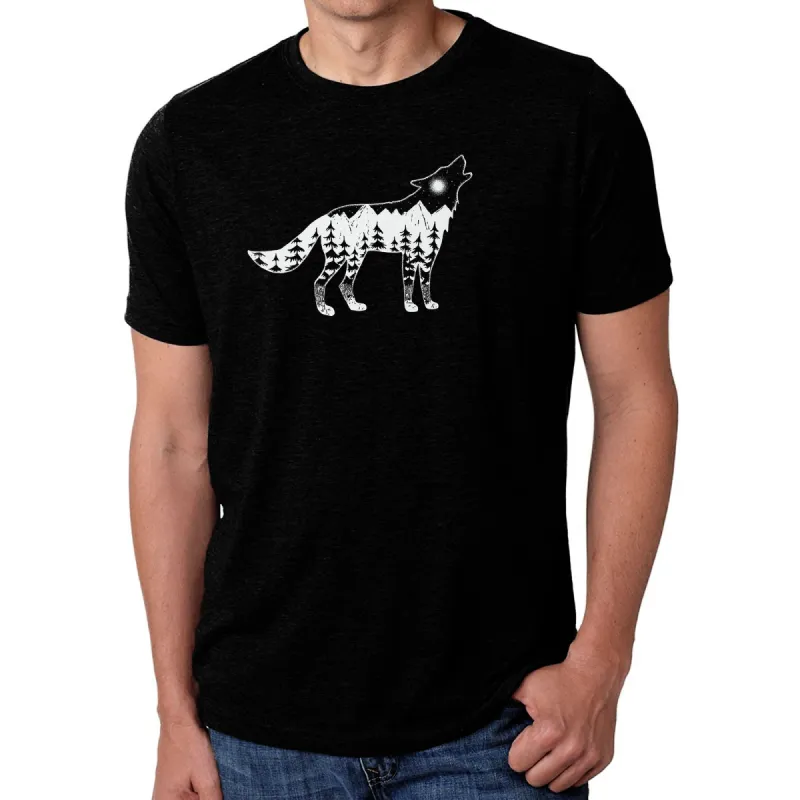 Howling Wolf - Men's Premium Blend Word Art T-Shirt sold by LA Pop Art