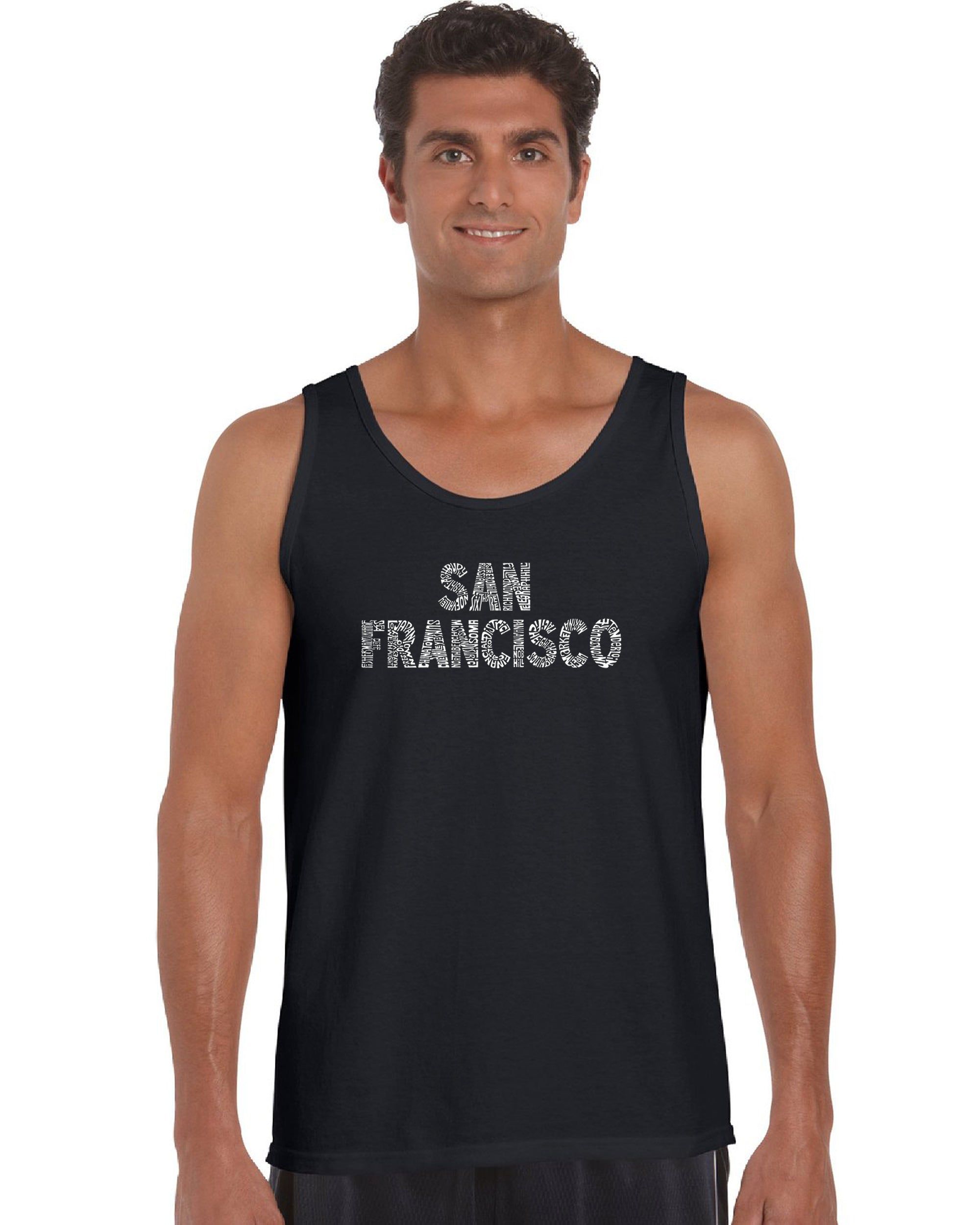SAN FRANCISCO NEIGHBORHOODS - Men's Word Art Tank Top sold by LA Pop Art