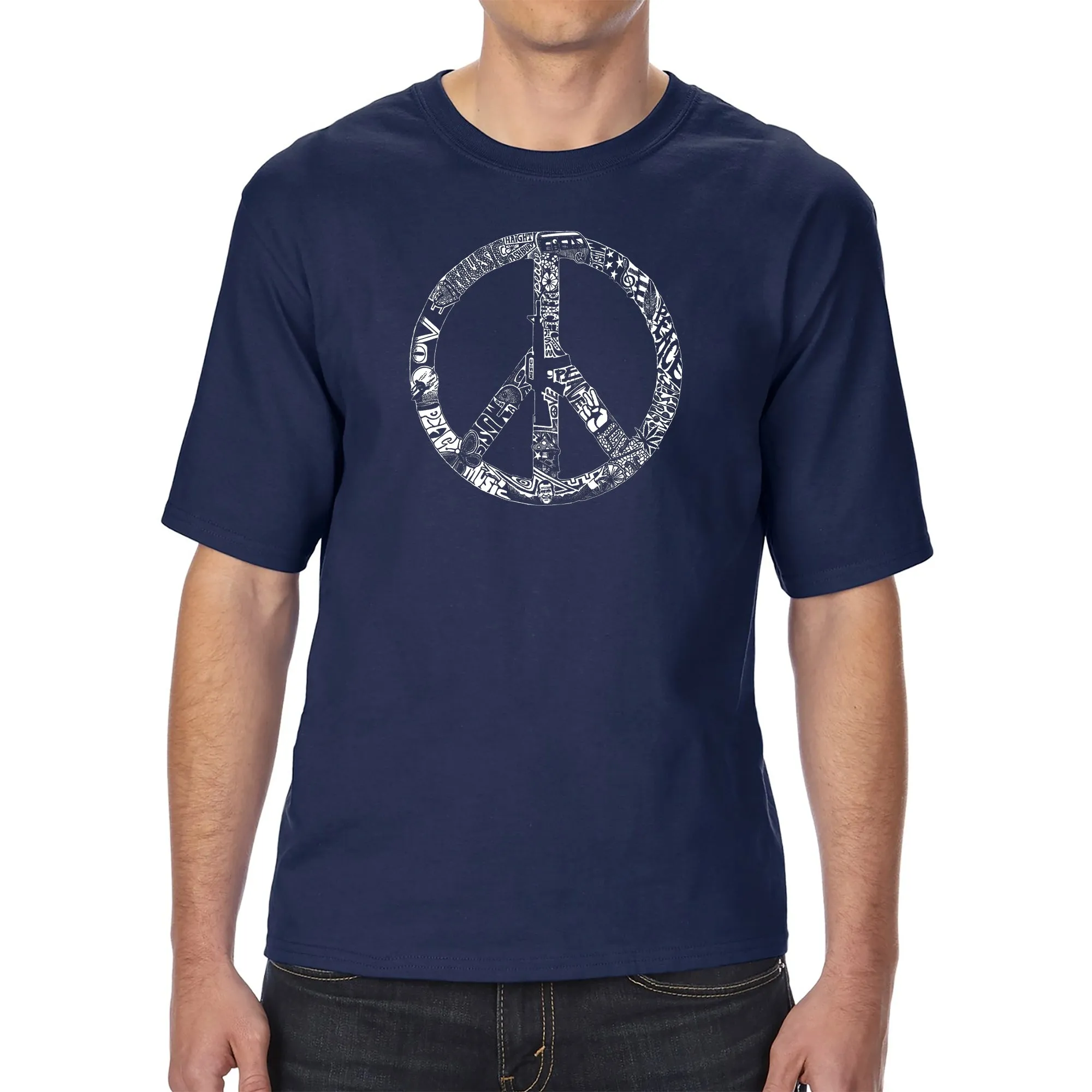 PEACE, LOVE, & MUSIC - Men's Tall Word Art T-Shirt sold by LA Pop Art product image thumbnail 3