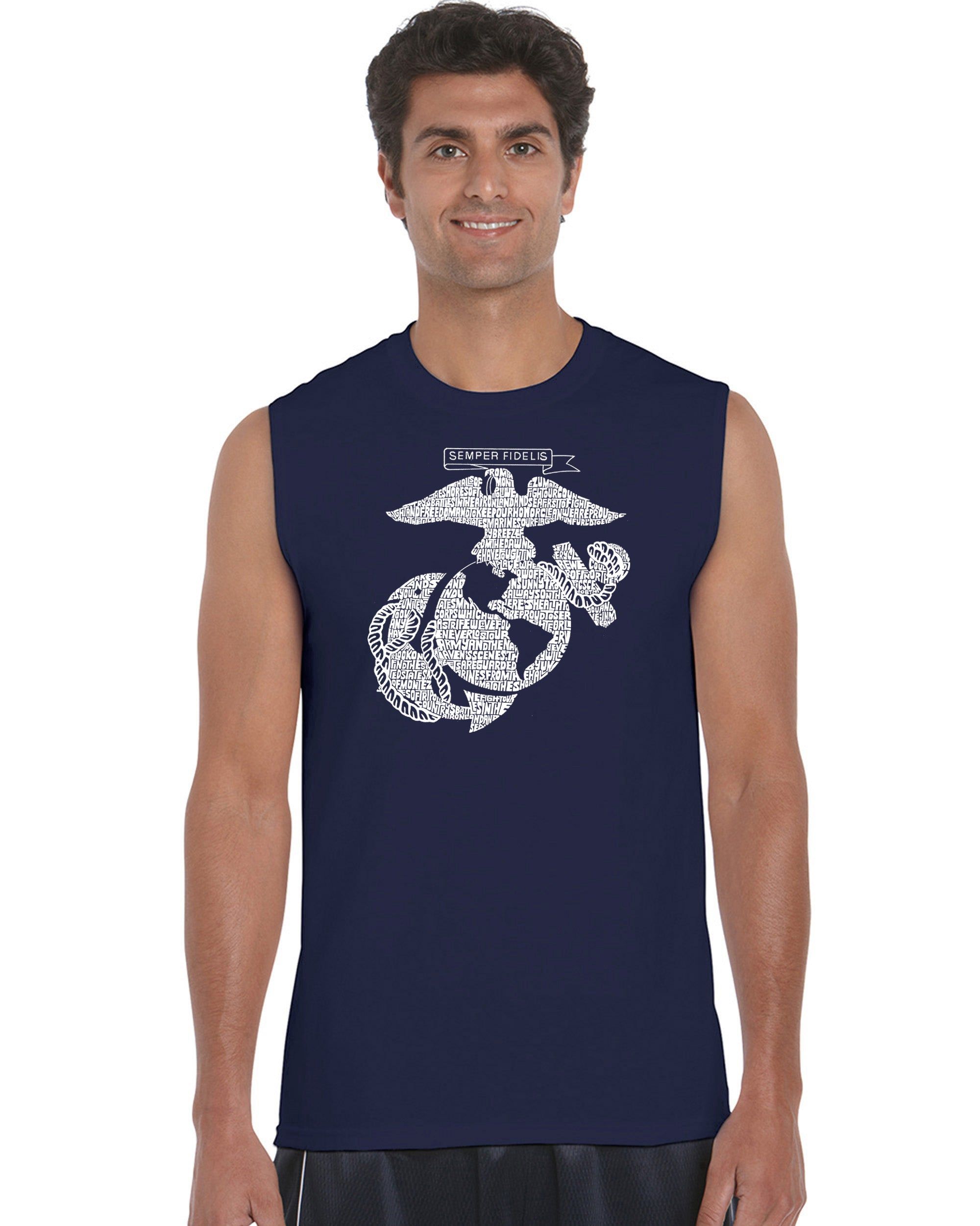 LYRICS TO THE MARINES HYMN - Men's Word Art Sleeveless T-Shirt sold by LA Pop Art product image thumbnail 3