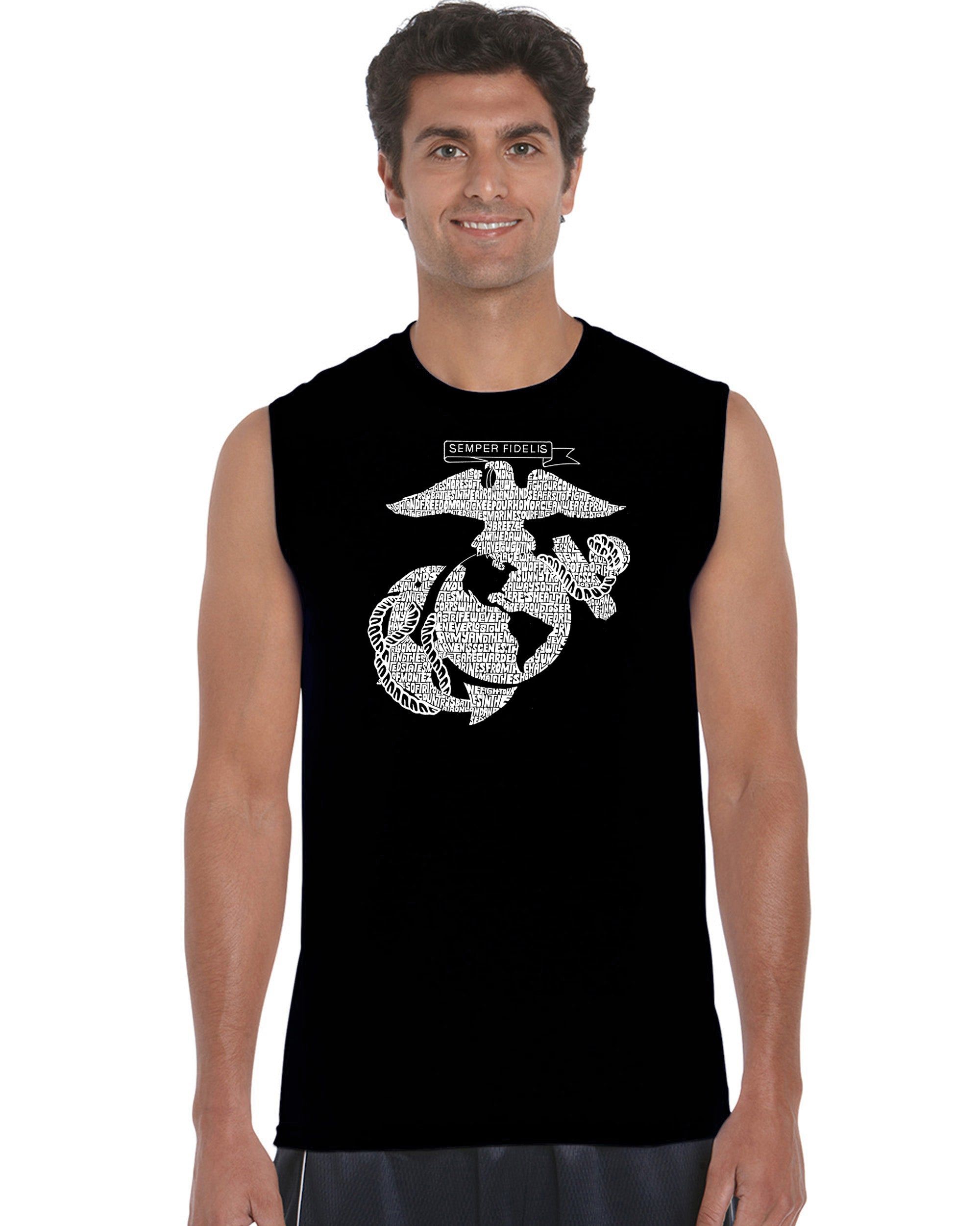 LYRICS TO THE MARINES HYMN - Men's Word Art Sleeveless T-Shirt sold by LA Pop Art