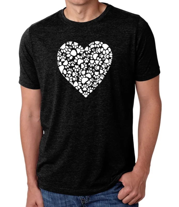 Paw Prints Heart  - Men's Premium Blend Word Art T-Shirt sold by LA Pop Art