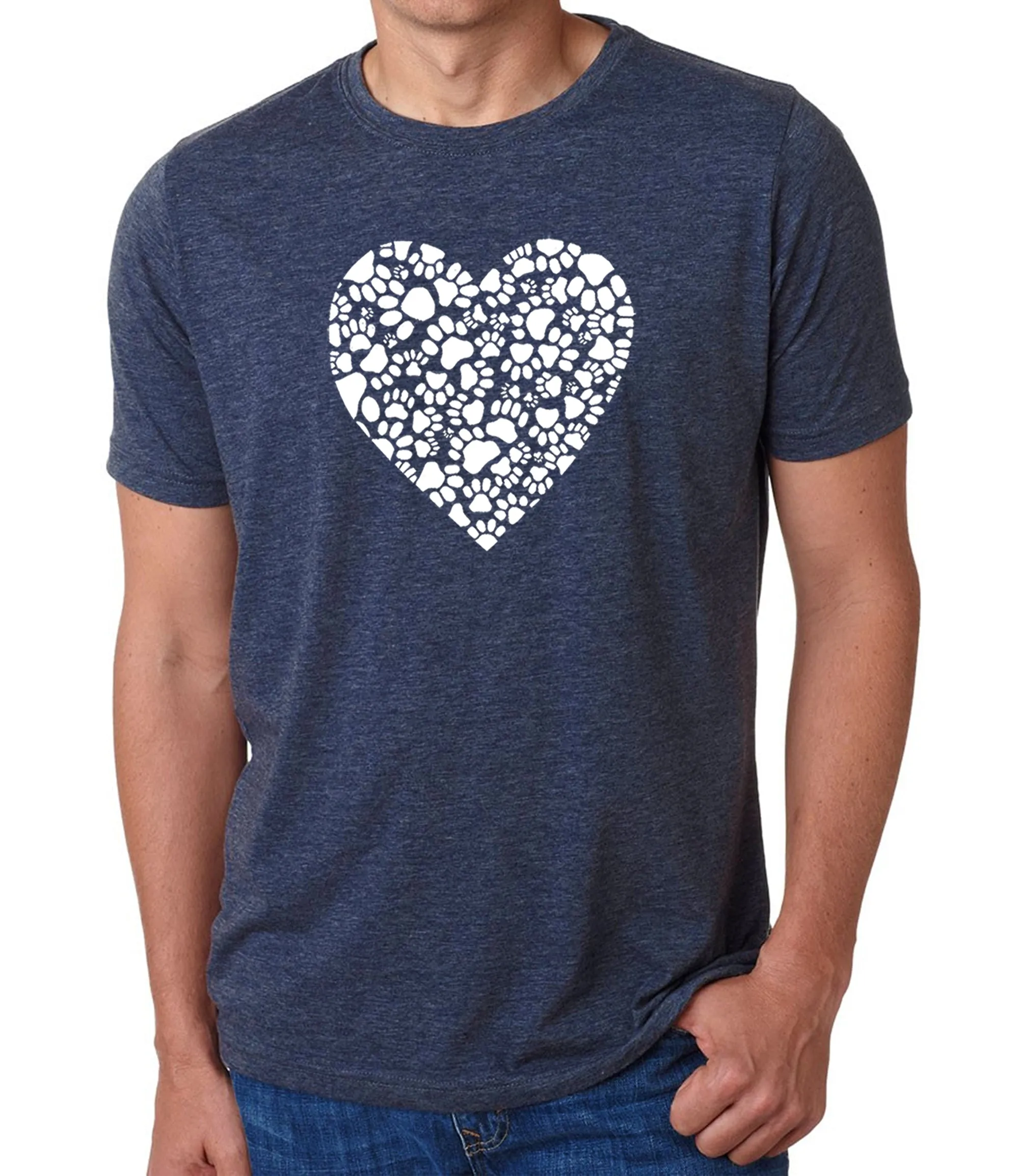 Paw Prints Heart - Men's Premium Blend Word Art T-Shirt sold by LA Pop Art product image thumbnail 3