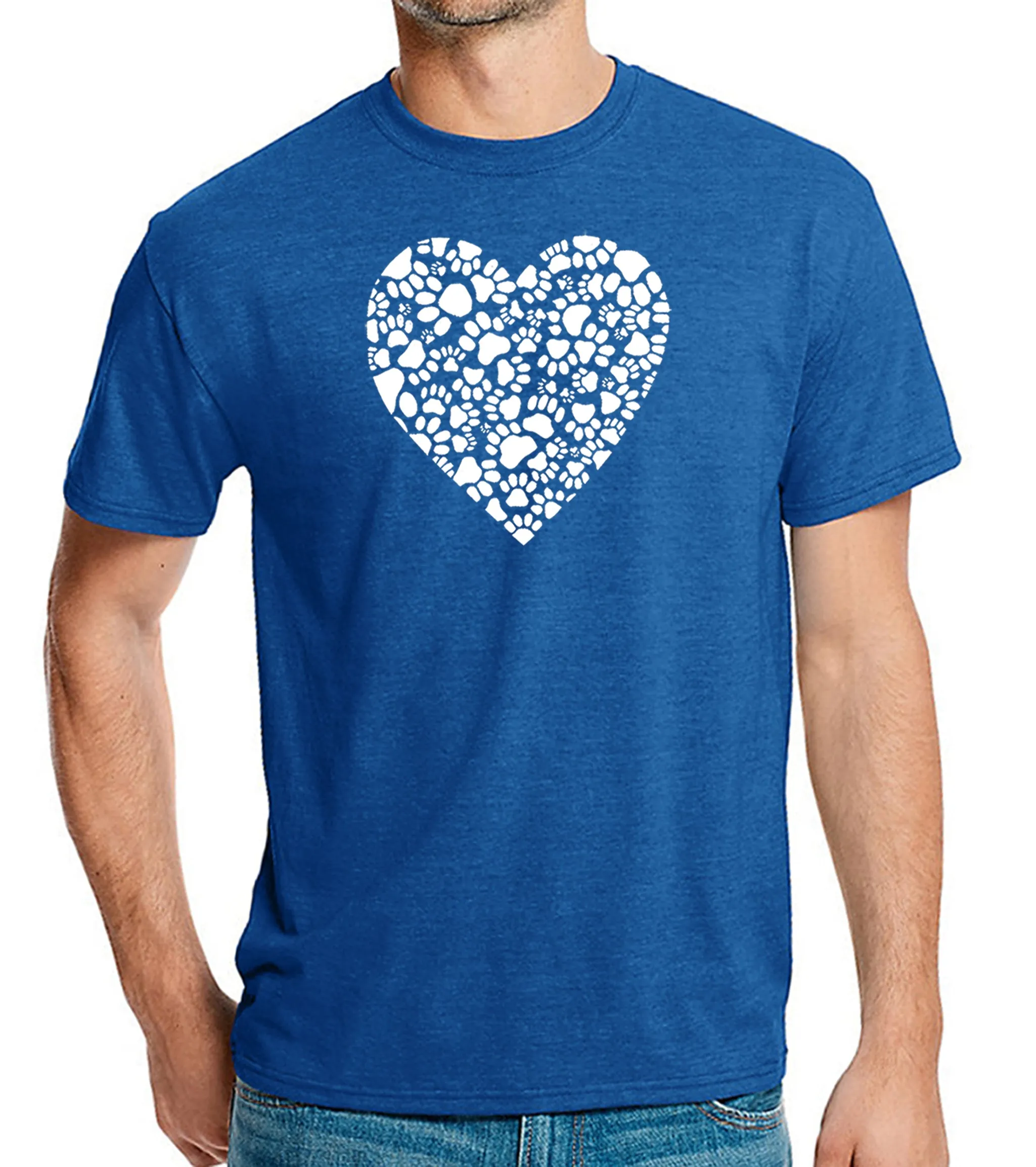 Paw Prints Heart - Men's Premium Blend Word Art T-Shirt sold by LA Pop Art product image thumbnail 4