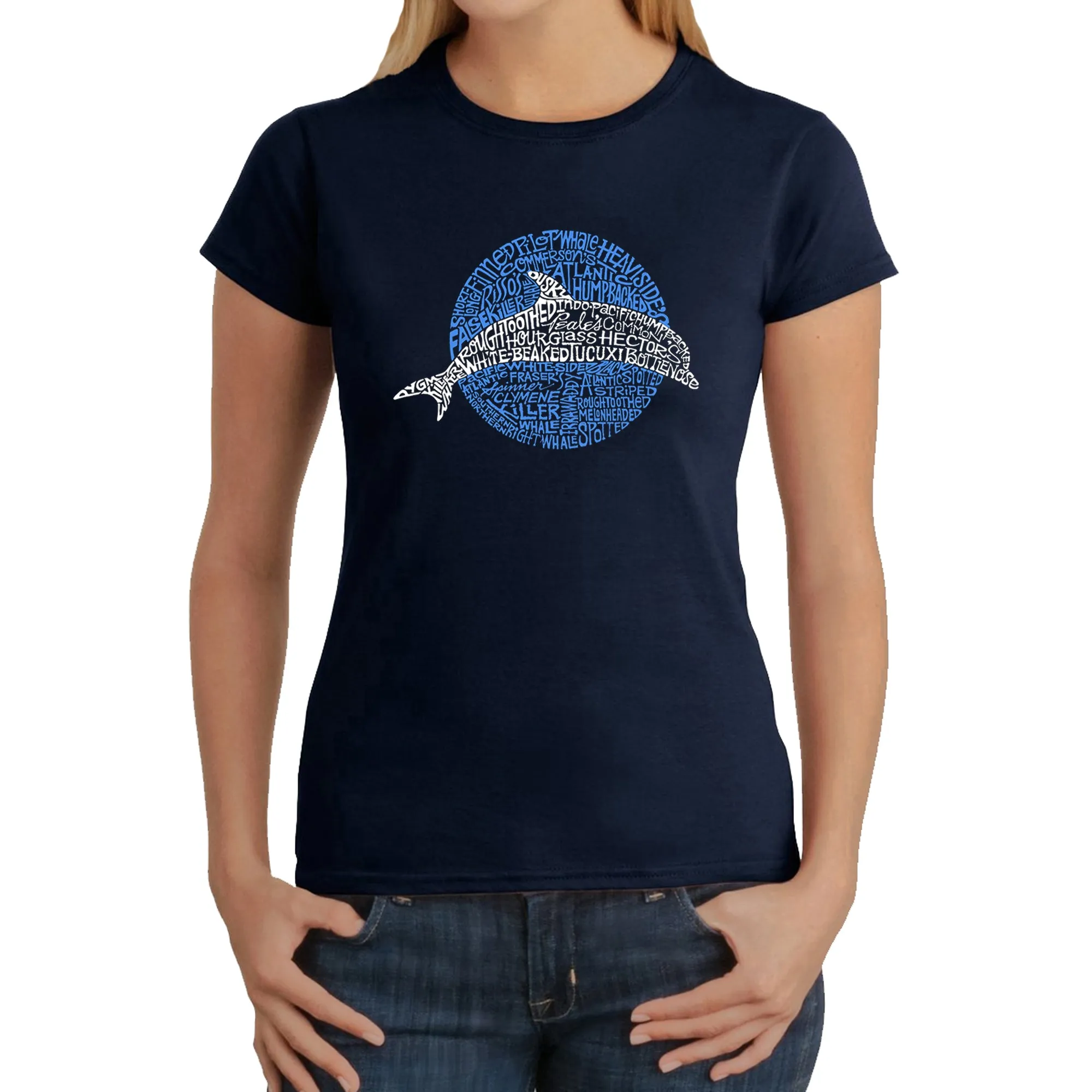 Species of Dolphin - Women's Word Art T-Shirt sold by LA Pop Art product image thumbnail 3