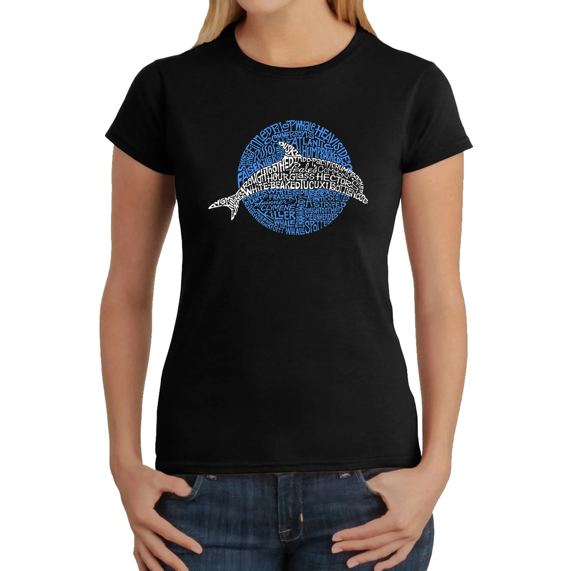 Species of Dolphin - Women's Word Art T-Shirt sold by LA Pop Art