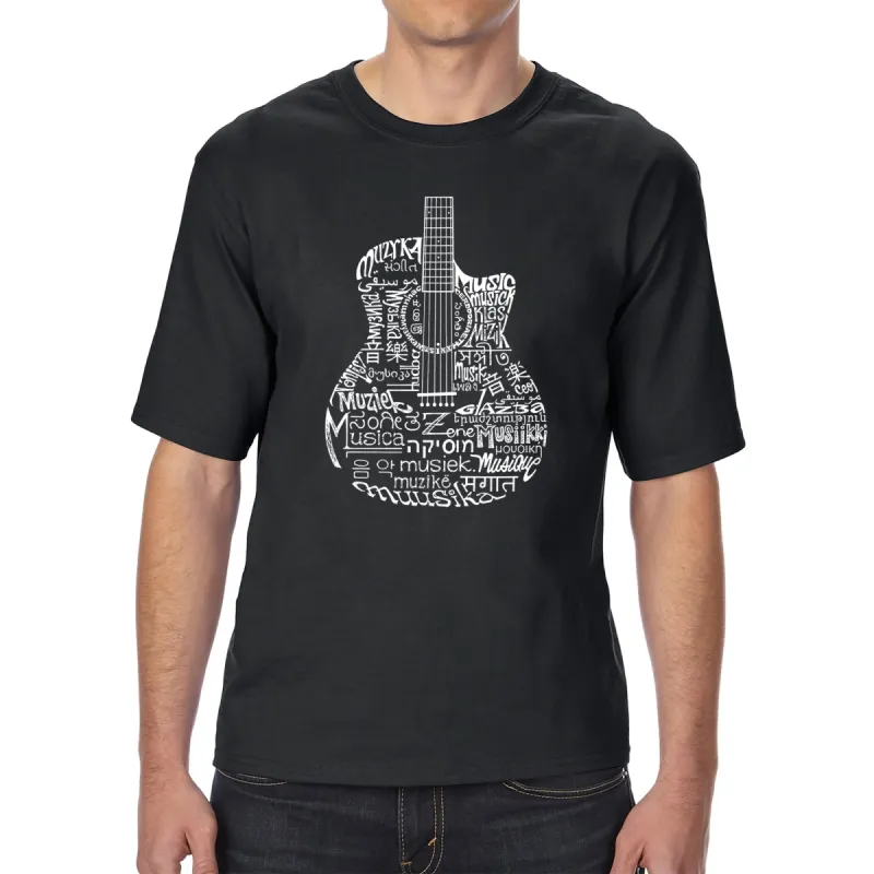 Languages Guitar - Men's Tall Word Art T-Shirt sold by LA Pop Art