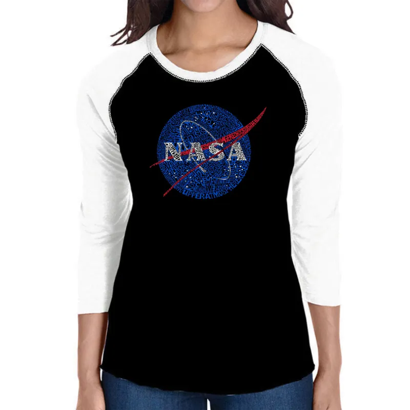 NASA's Most Notable Missions - Women's Raglan Baseball Word Art T-Shirt sold by LA Pop Art