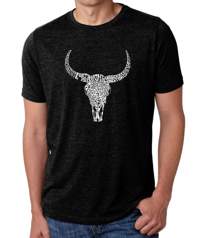 Texas Skull - Men's Premium Blend Word Art T-Shirt sold by LA Pop Art