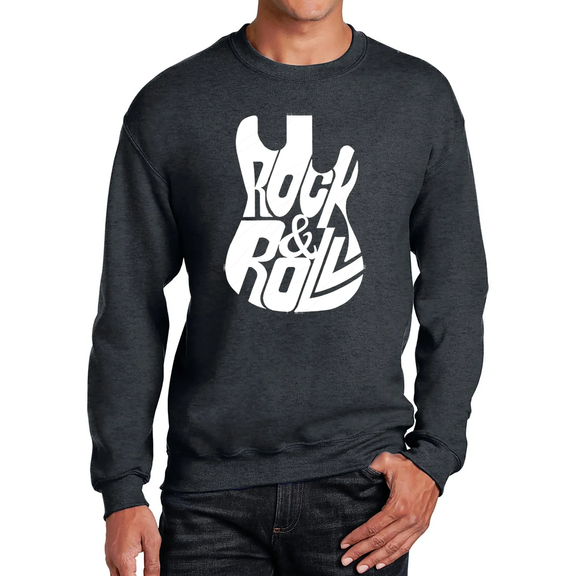 Rock And Roll Guitar - Men's Word Art Crewneck Sweatshirt sold by LA Pop Art product image thumbnail 3