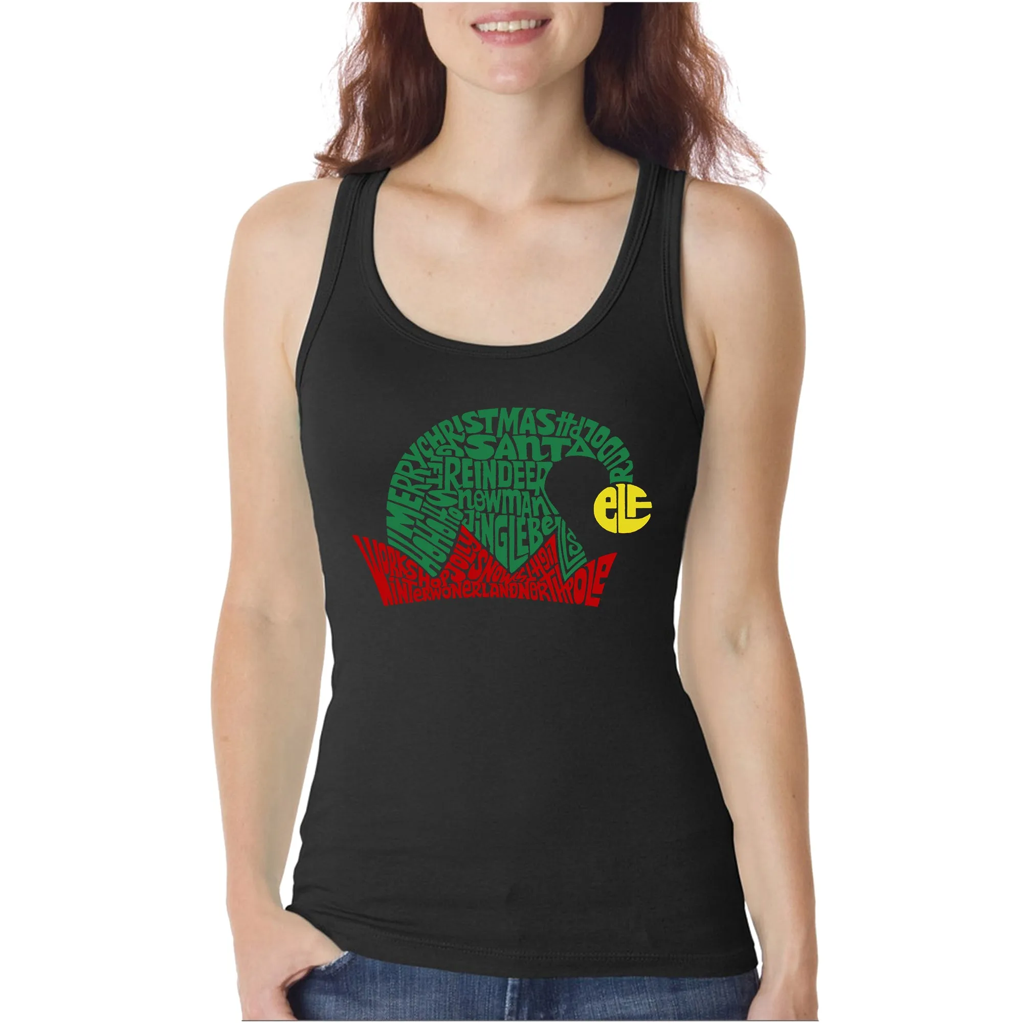 Christmas Elf Hat - Women's Word Art Tank Top sold by LA Pop Art