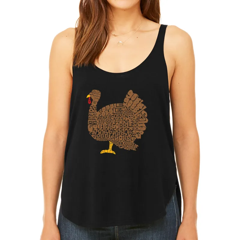 Thanksgiving - Women's Premium Word Art Flowy Tank Top sold by LA Pop Art