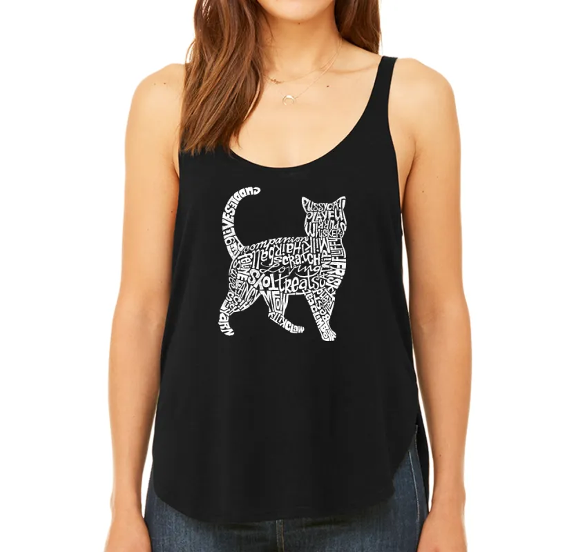 Cat - Women's Word Art Flowy Tank sold by LA Pop Art