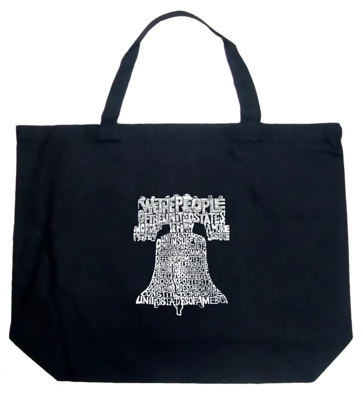 Liberty Bell - Large Word Art Tote Bag sold by LA Pop Art