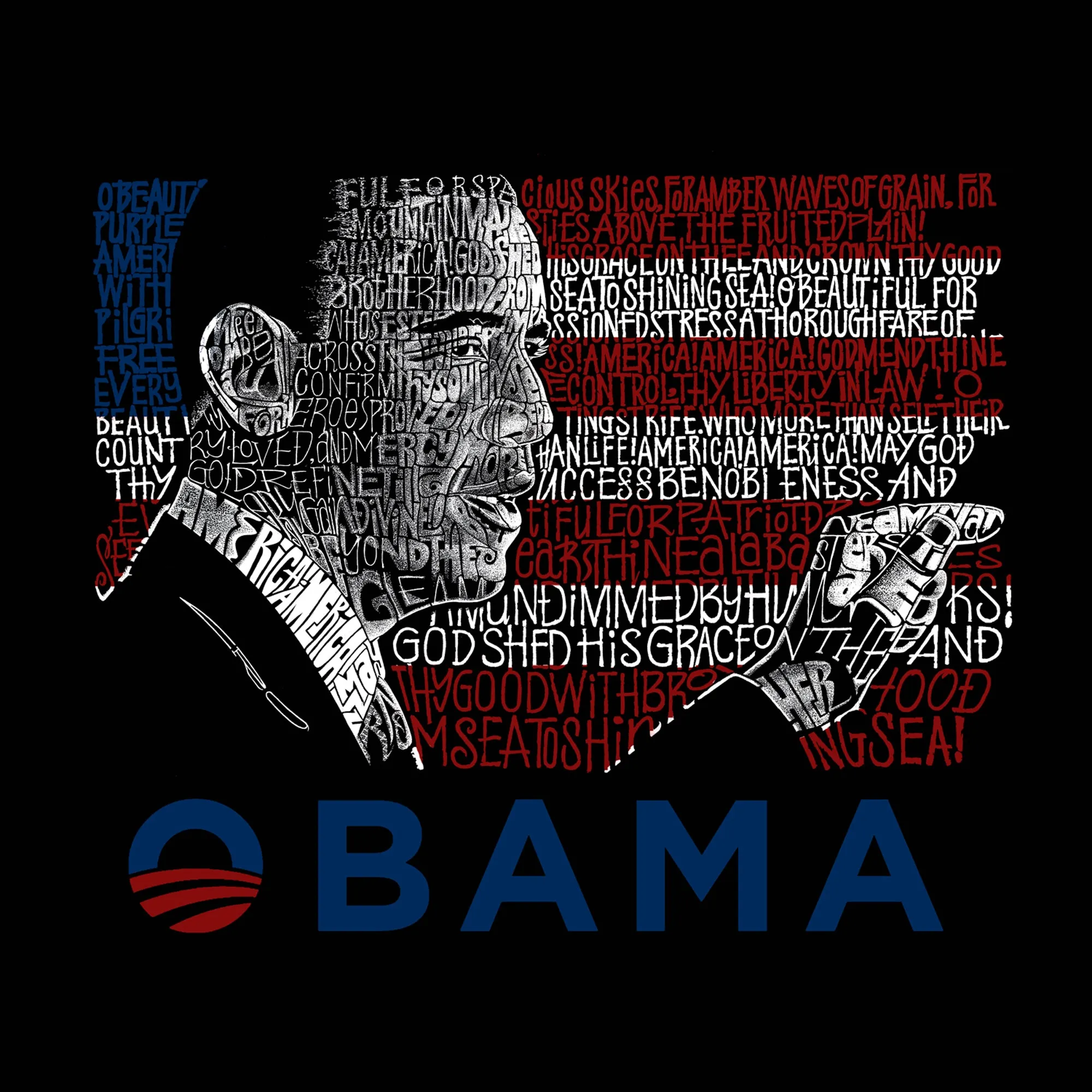 OBAMA AMERICA THE BEAUTIFUL - Men's Raglan Baseball Word Art T-Shirt sold by LA Pop Art product image thumbnail 2