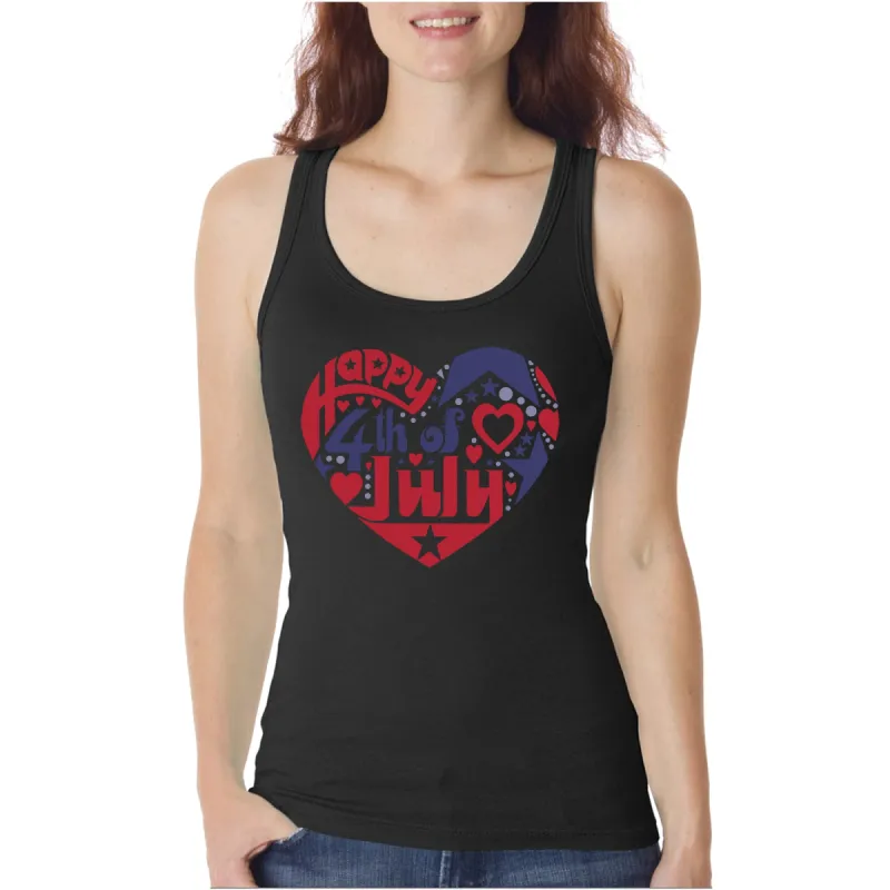Women's Word Art Tank Top - July 4th Heart sold by LA Pop Art