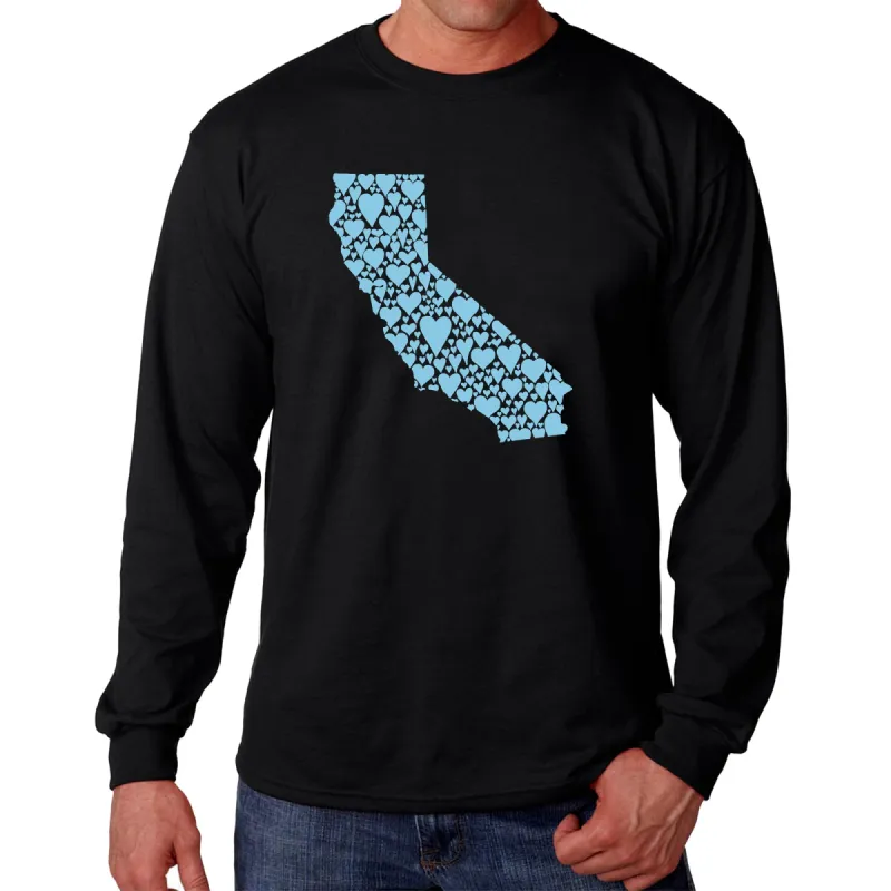 California Hearts  - Men's Word Art Long Sleeve T-Shirt sold by LA Pop Art