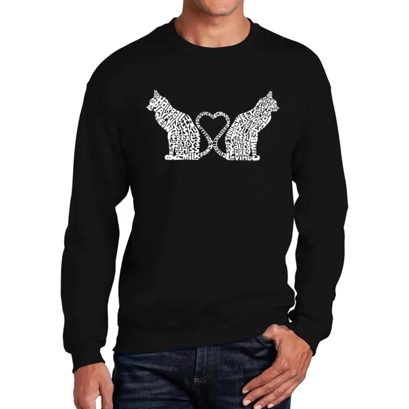 Cat Tail Hearts - Men's Word Art Crewneck Sweatshirt sold by LA Pop Art