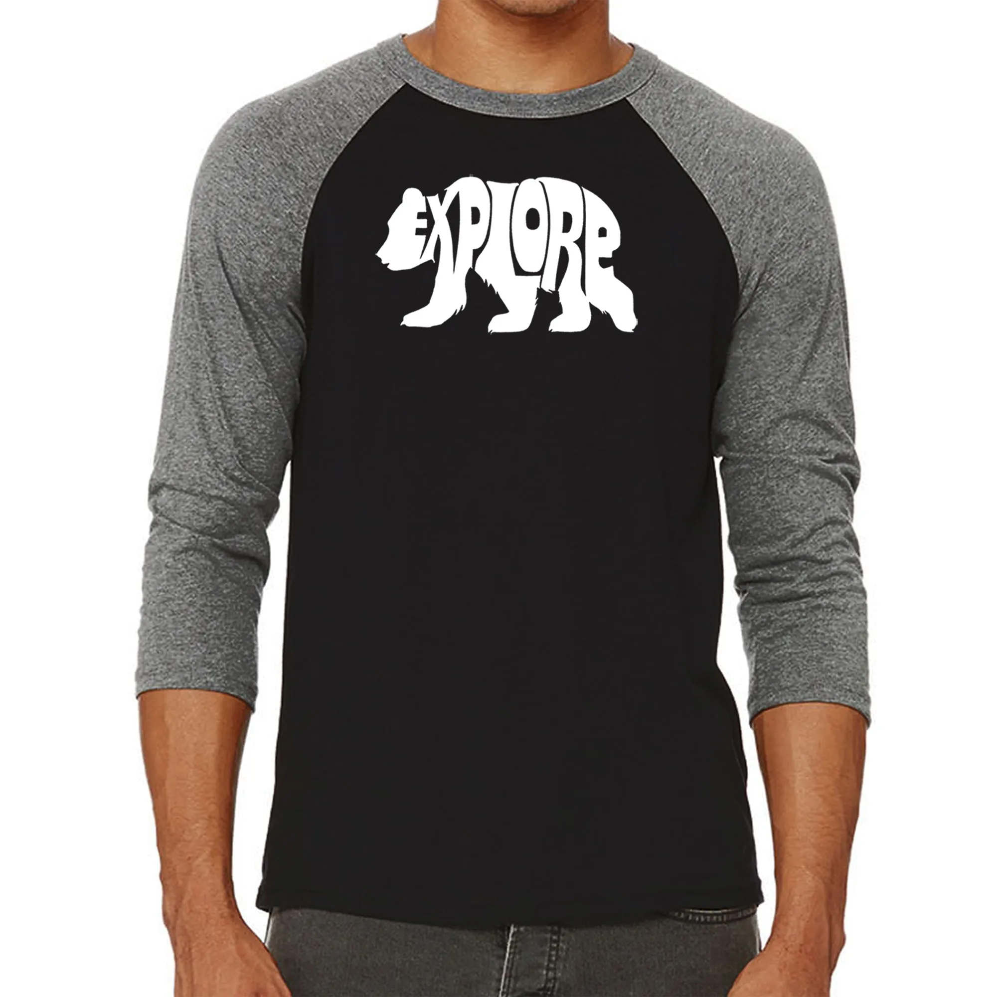 Explore - Men's Raglan Baseball Word Art T-Shirt sold by LA Pop Art product image thumbnail 4