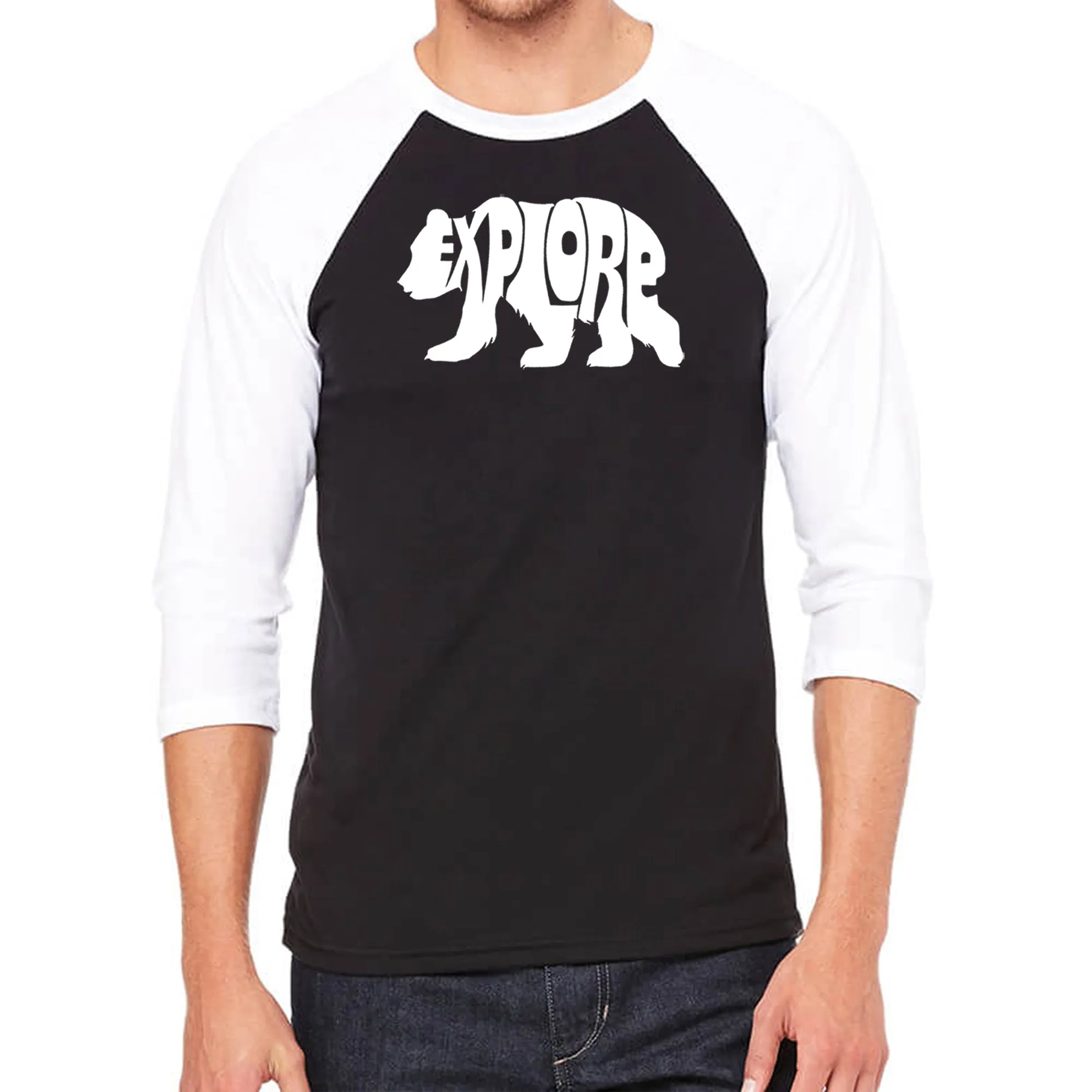 Explore - Men's Raglan Baseball Word Art T-Shirt sold by LA Pop Art