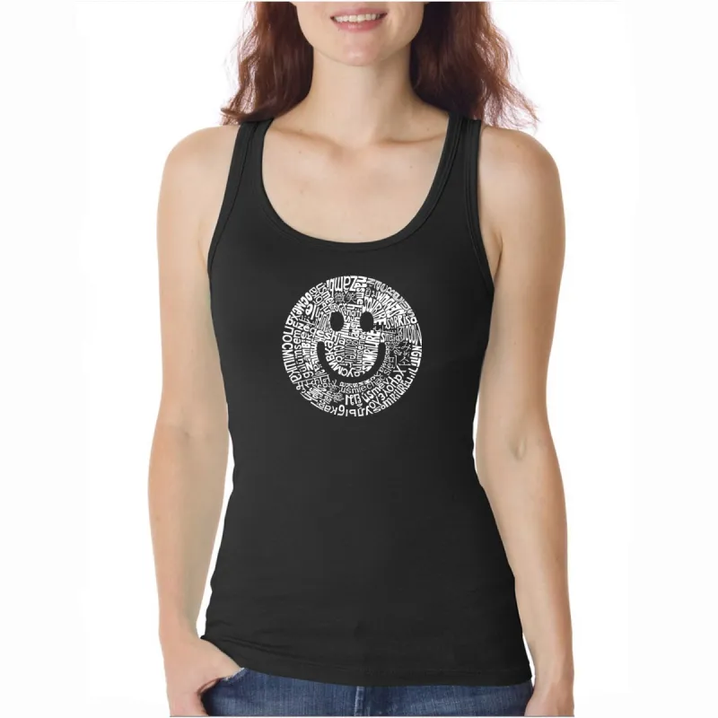 SMILE IN DIFFERENT LANGUAGES  - Women's Word Art Tank Top sold by LA Pop Art