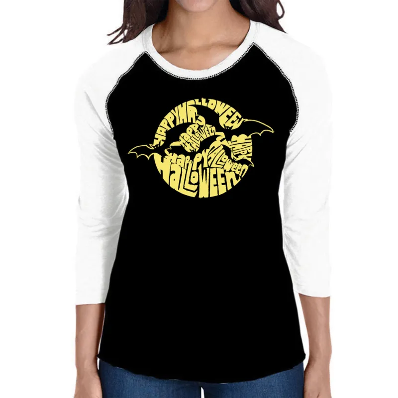 Halloween Bats  - Women's Raglan Word Art T-Shirt sold by LA Pop Art