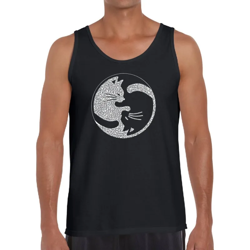 Yin Yang Cat  - Men's Word Art Tank Top sold by LA Pop Art