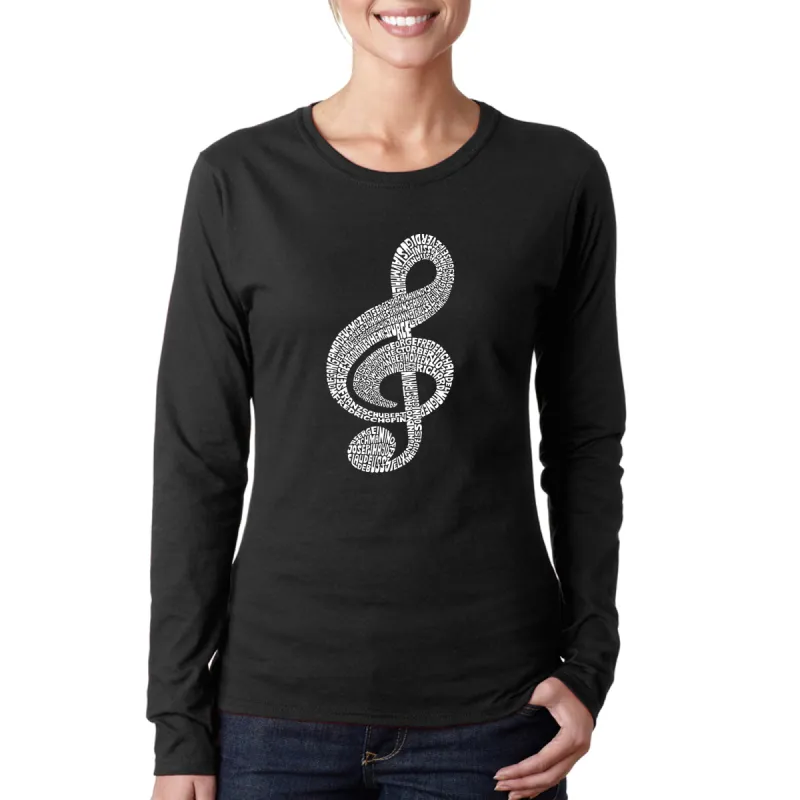 Music Note -  Women's Word Art Long Sleeve T-Shirt sold by LA Pop Art