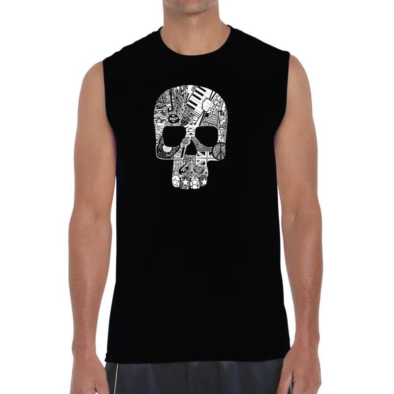 Rock n Roll Skull - Men's Word Art Sleeveless T-Shirt sold by LA Pop Art