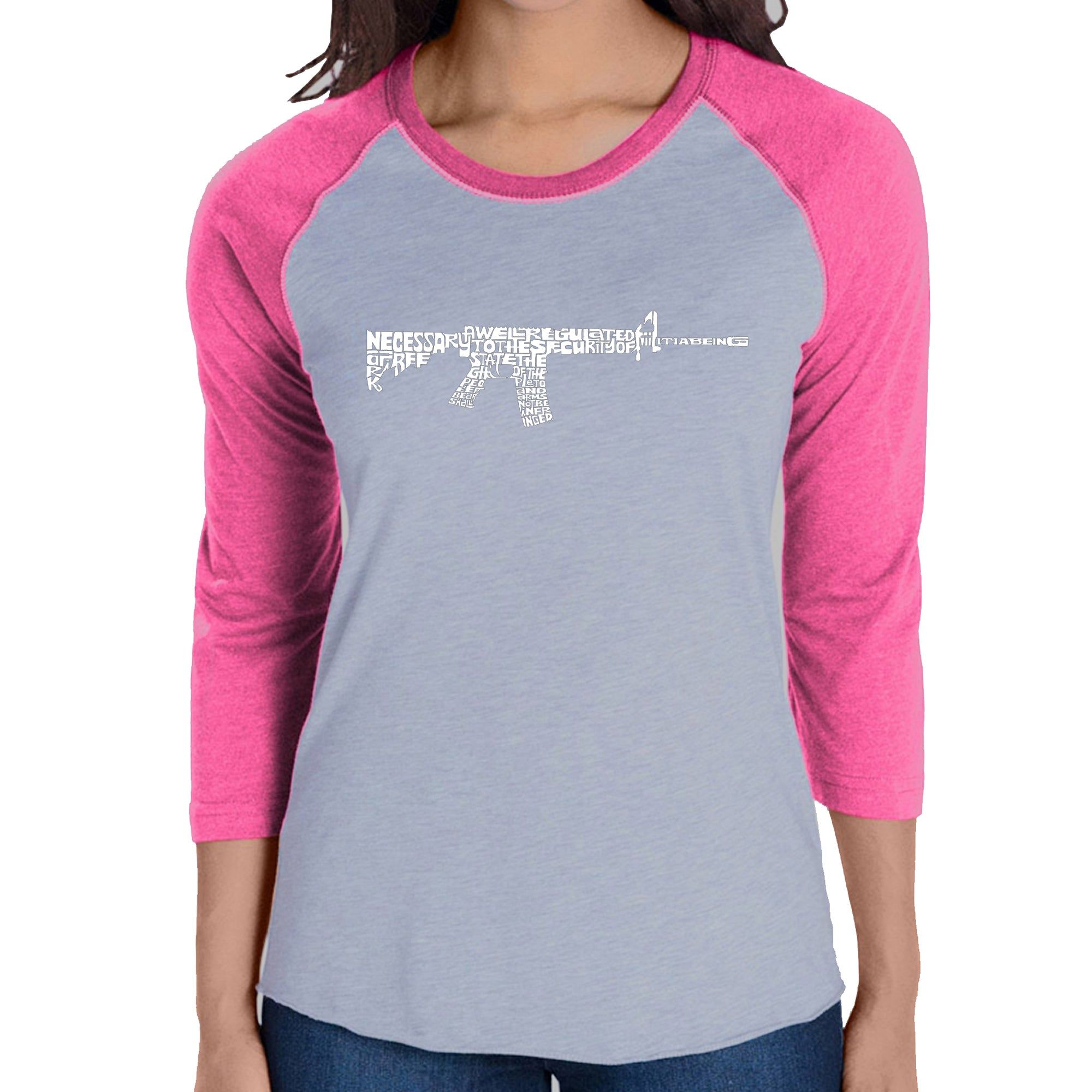AR15 2nd Amendment Word Art - Women's Raglan Baseball Word Art T-Shirt sold by LA Pop Art product image thumbnail 4