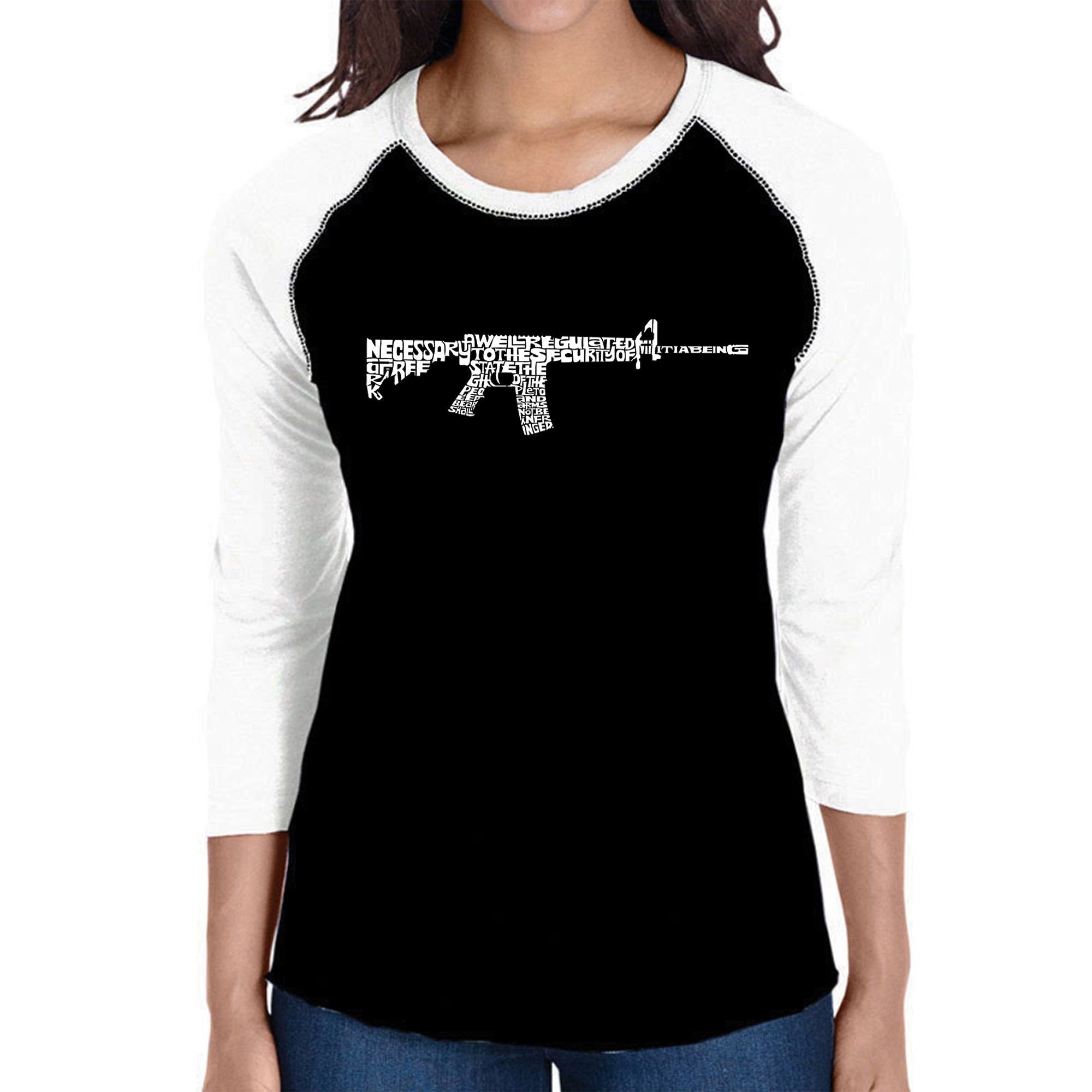 AR15 2nd Amendment Word Art - Women's Raglan Baseball Word Art T-Shirt sold by LA Pop Art