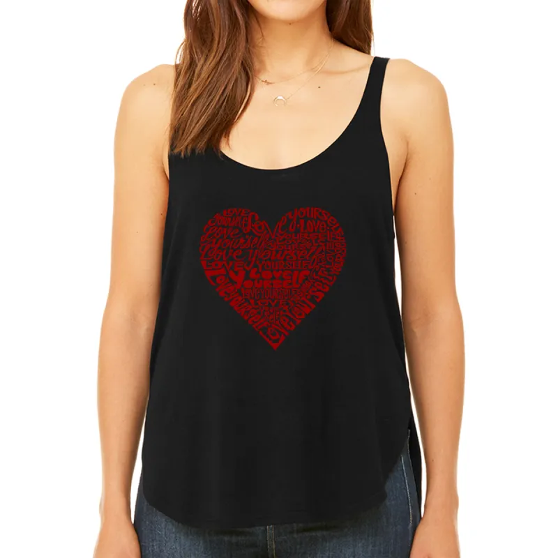 Love Yourself - Women's Premium Word Art Flowy Tank Top sold by LA Pop Art