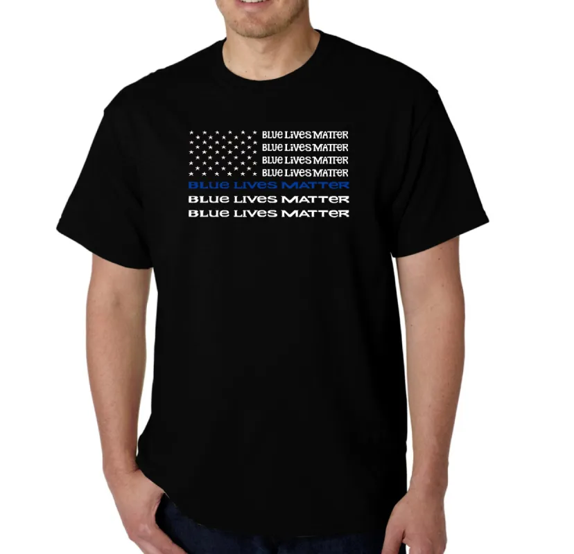 Blue Lives Matter - Men's Word Art T-Shirt sold by LA Pop Art