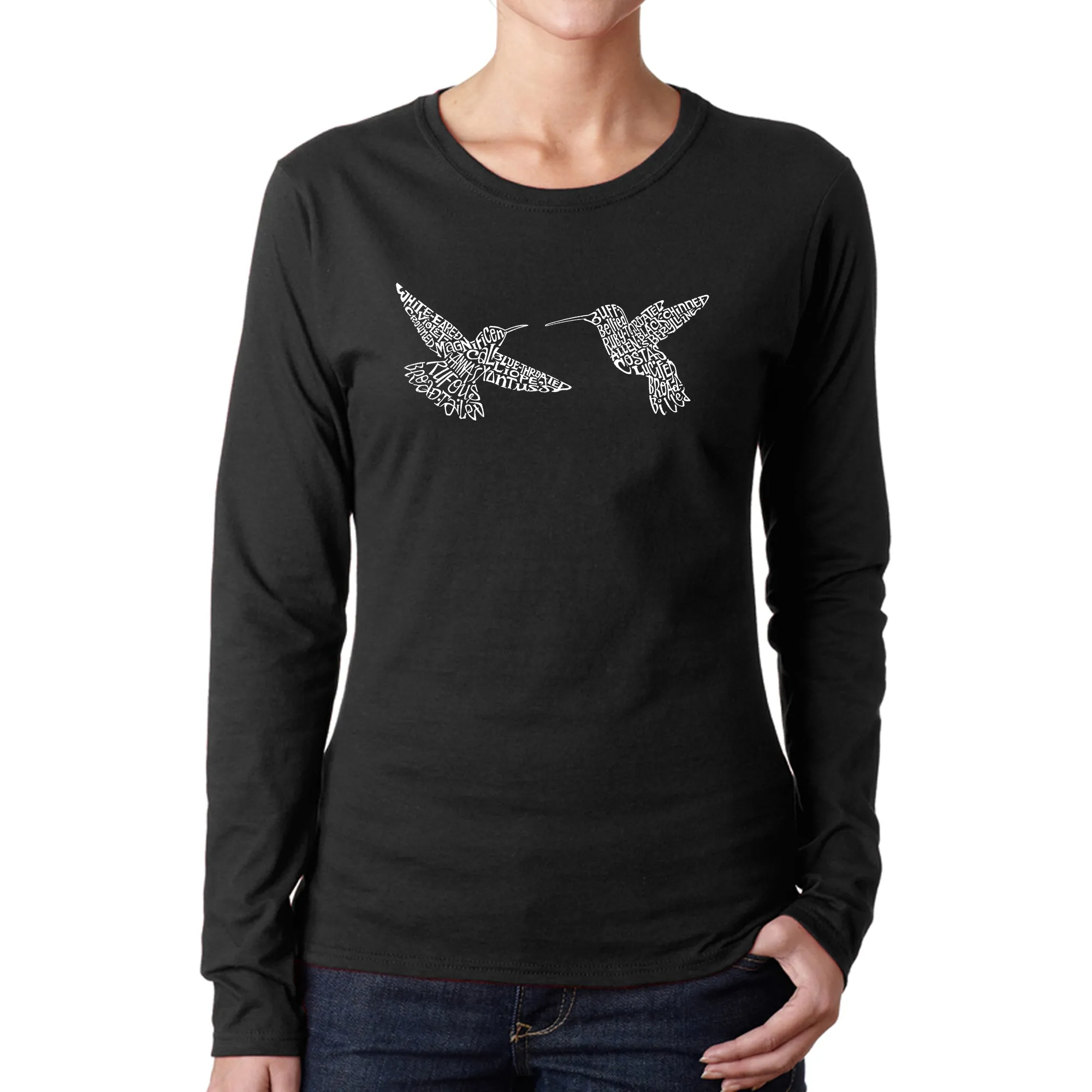 Hummingbirds - Women's Word Art Long Sleeve T-Shirt sold by LA Pop Art