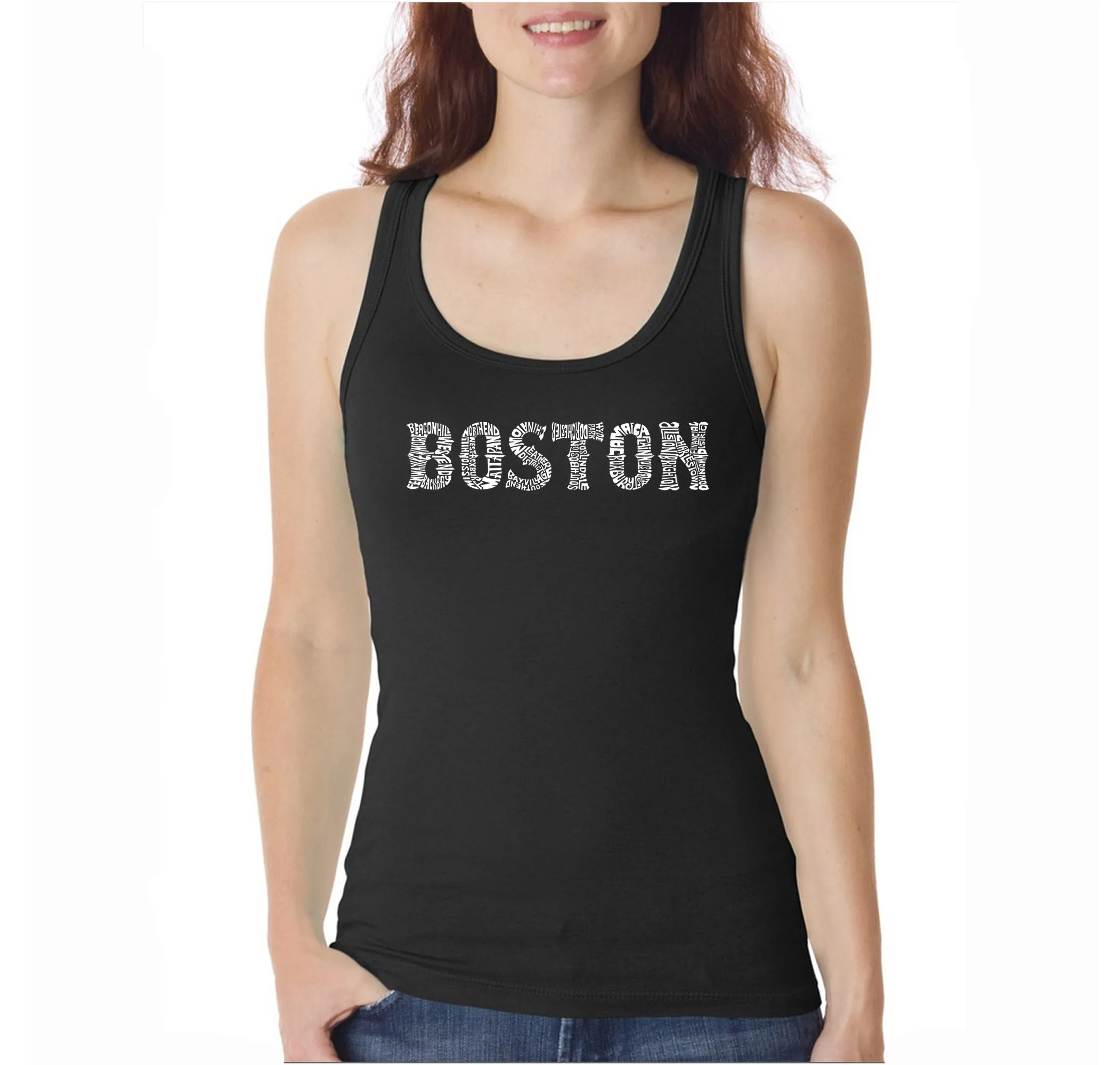 BOSTON NEIGHBORHOODS - Women's Word Art Tank Top sold by LA Pop Art
