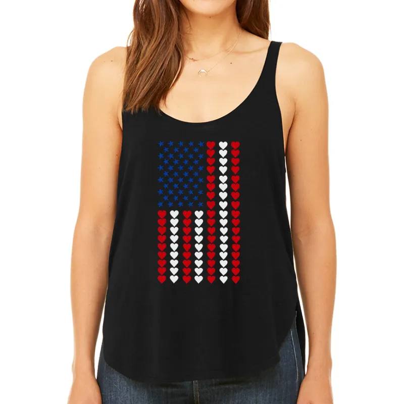 Heart Flag - Women's Premium Word Art Flowy Tank Top sold by LA Pop Art
