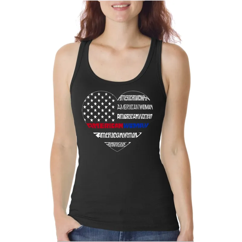 American Woman  - Women's Word Art Tank Top sold by LA Pop Art