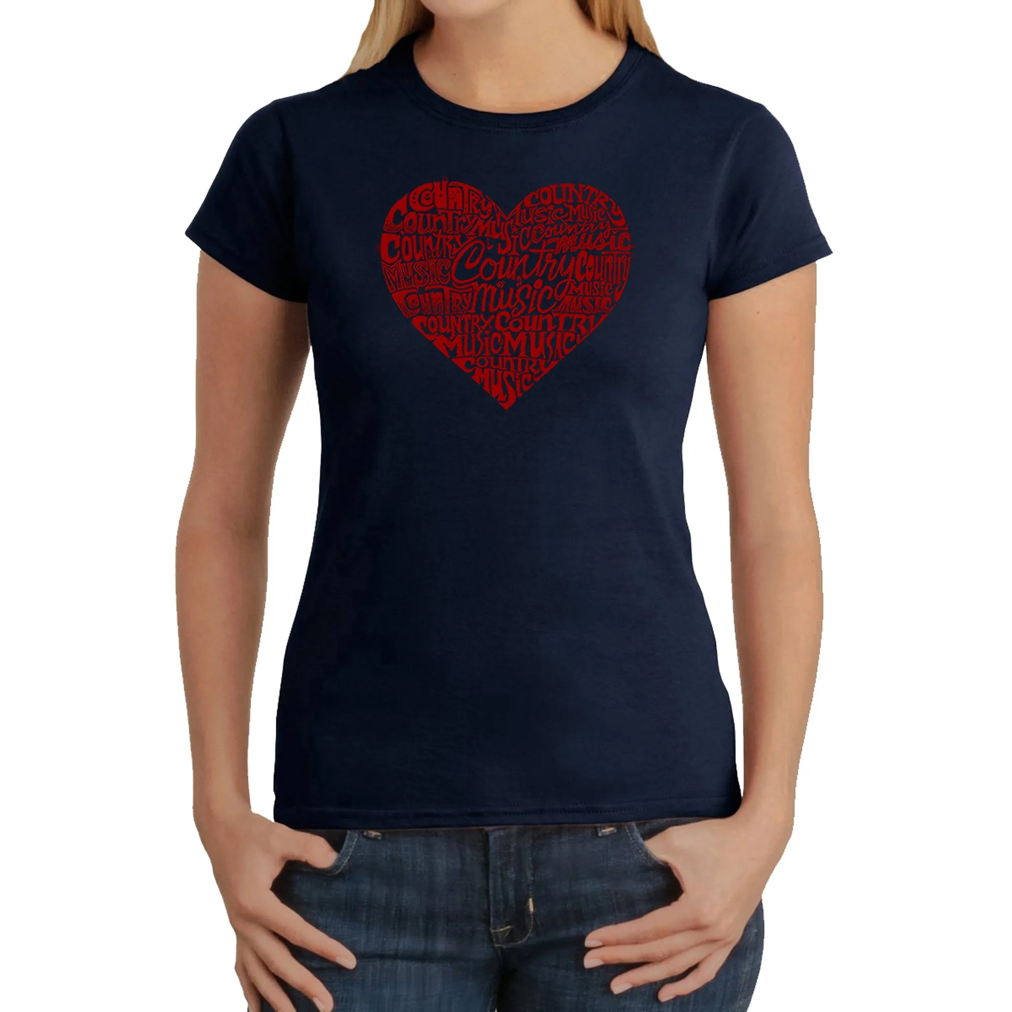 Country Music Heart - Women's Word Art T-Shirt sold by LA Pop Art product image thumbnail 3