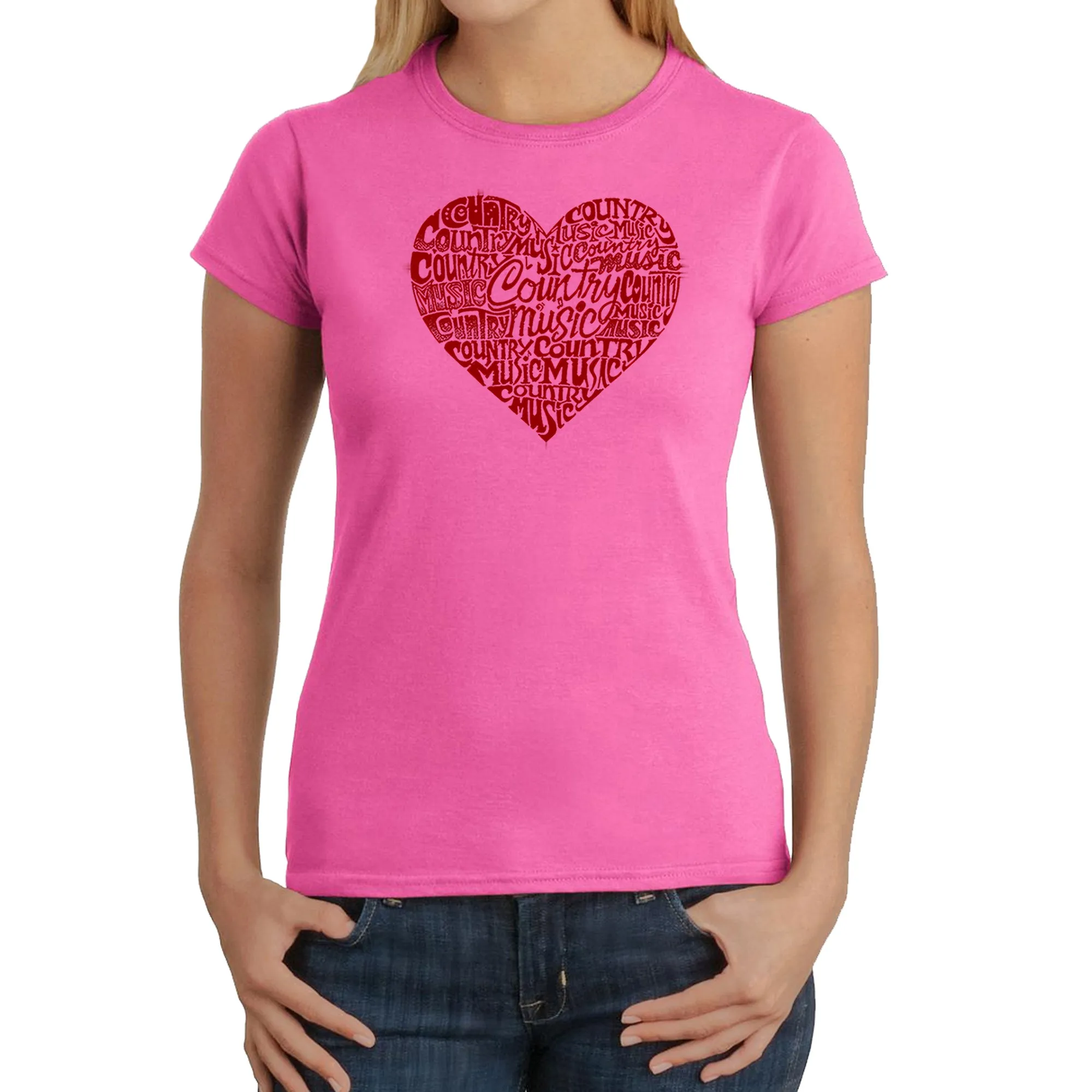 Country Music Heart - Women's Word Art T-Shirt sold by LA Pop Art product image thumbnail 4