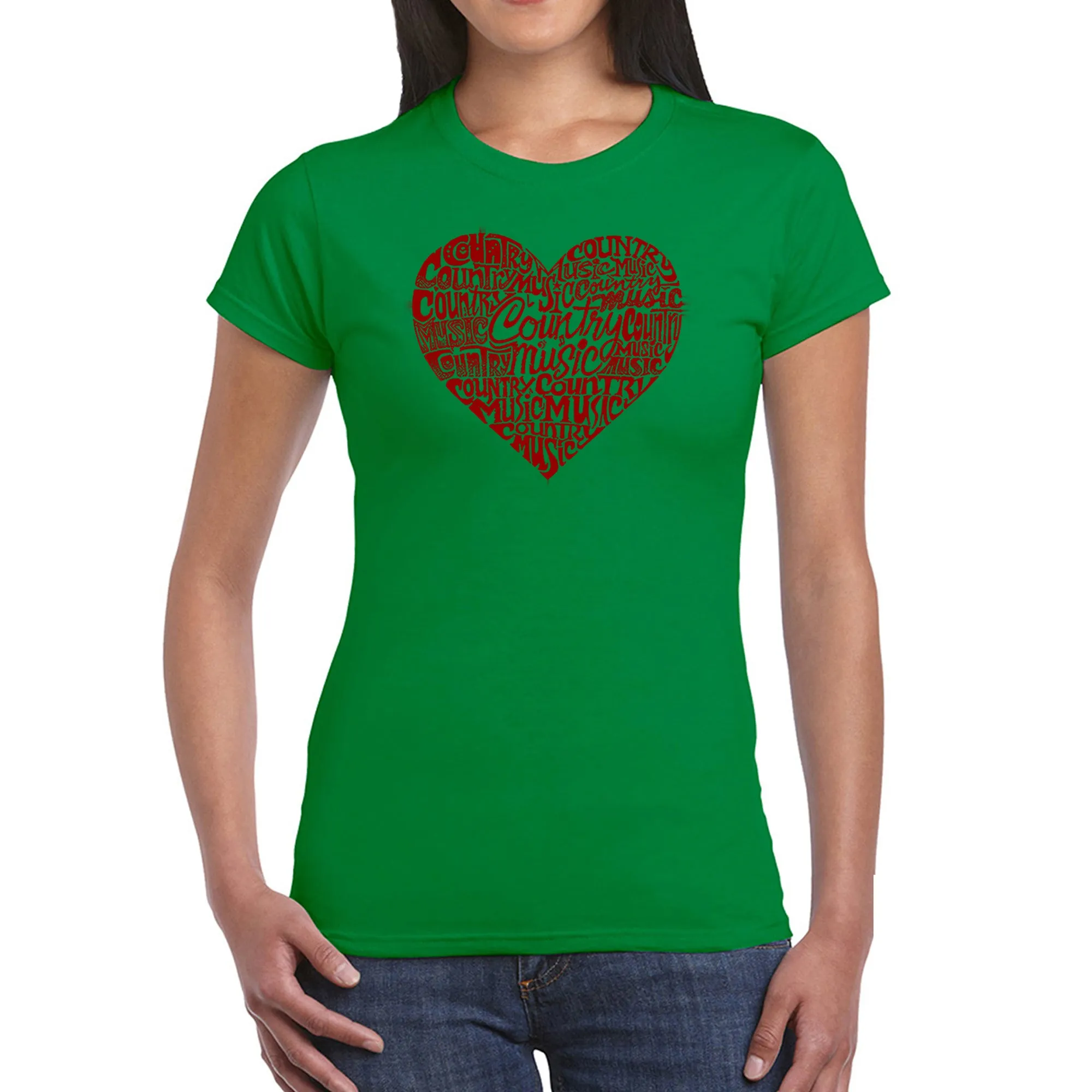 Country Music Heart - Women's Word Art T-Shirt sold by LA Pop Art product image thumbnail 5
