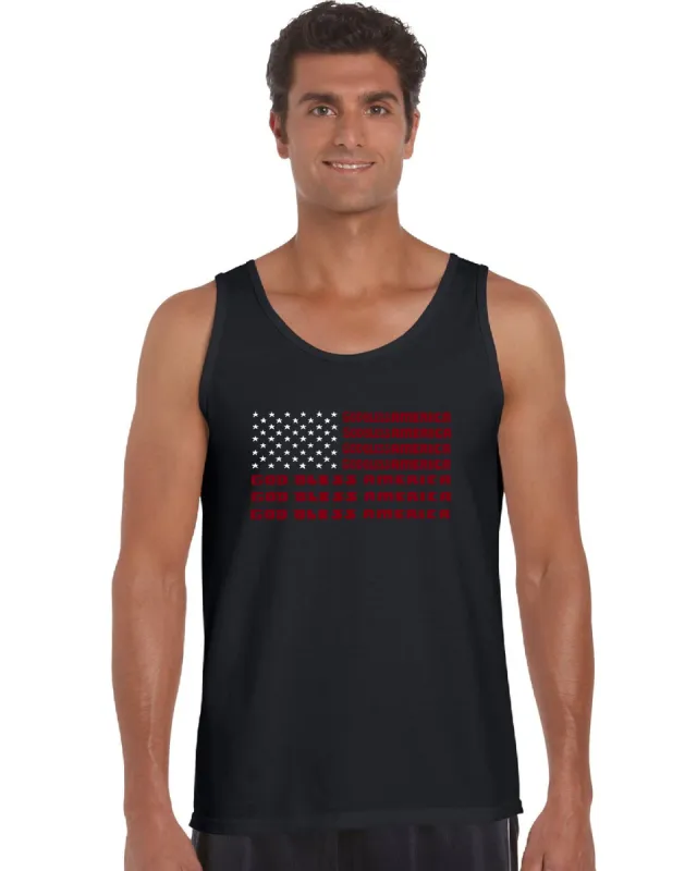 God Bless America - Men's Word Art Tank Top sold by LA Pop Art