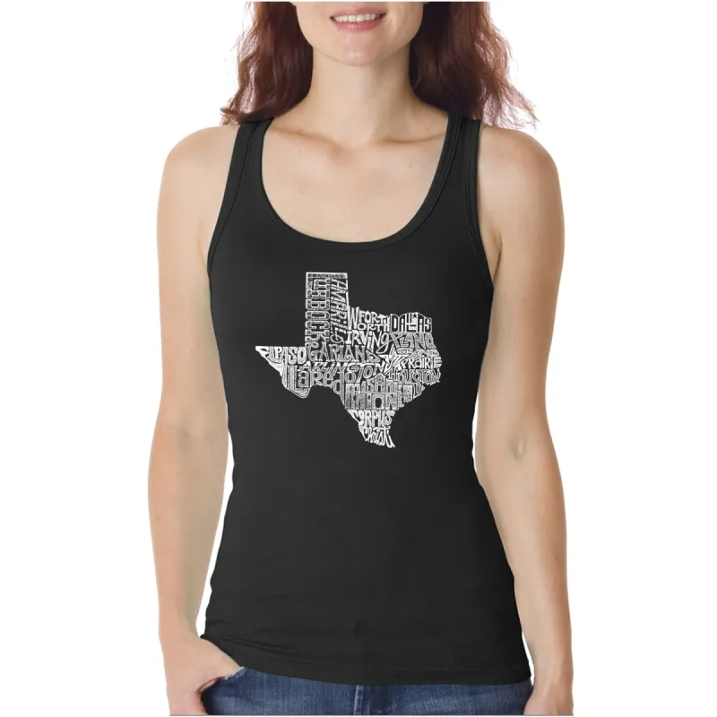 The Great State of Texas  - Women's Word Art Tank Top sold by LA Pop Art
